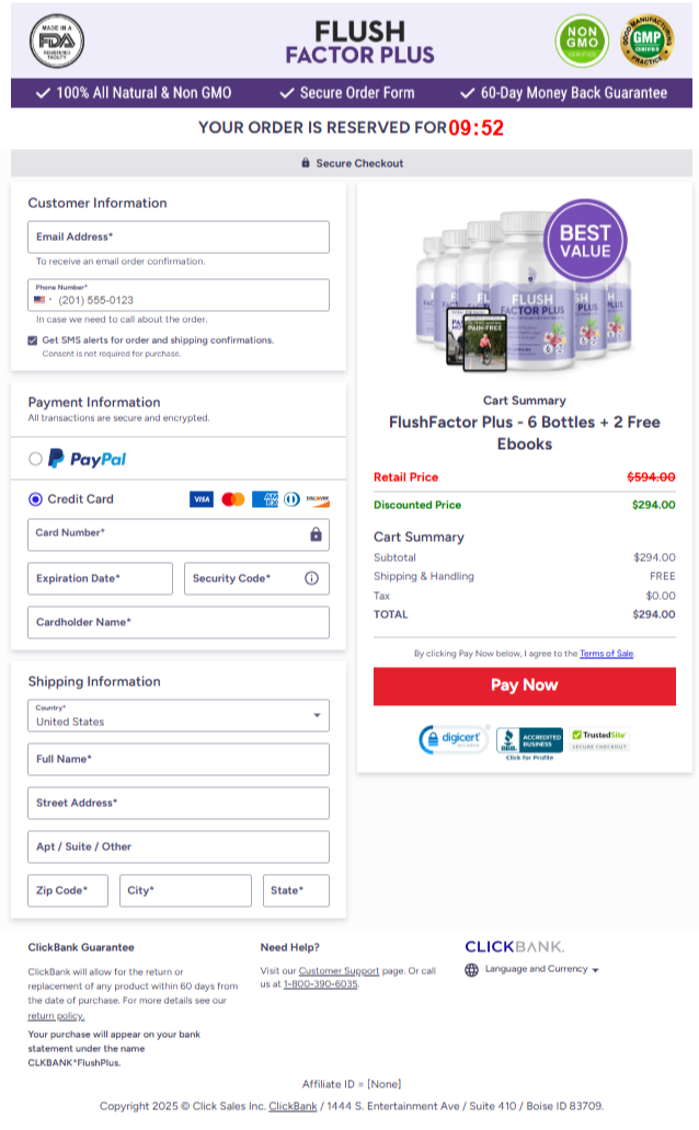 Flush Factor Plus Official Website Secure Order Page